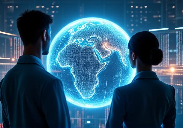 Аналитик изучает метеорологические данные на современном интерфейсе